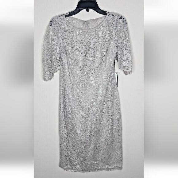 Adrianna Papell Lace Sheath Dress, Icy Lilac, Women's 8